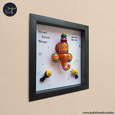 Ganesha Blessings - Handcrafted & Personalized Wall Frame Home decor - 14x12.5 Inch