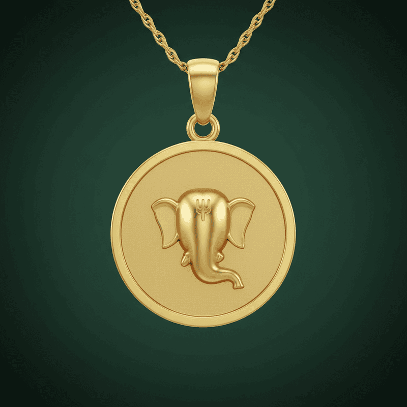 Ganpat Embossed Coin Pendant
