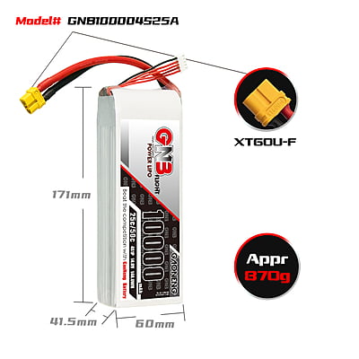GNB 10000mAh 4S1P 14.8V 25C Lipo Battery GNB-BATT-31 - Professional drone battery