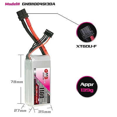 GNB 1100mAh 4S1P GNB-BATT-931 - Low Internal Resistance Performance Racing Battery