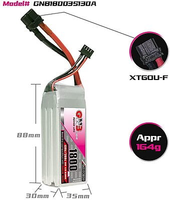 GNB 1800mAh 3S1P 11.1V 130C Lipo Battery
