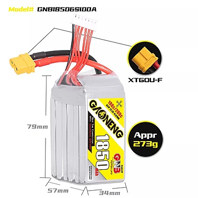 GNB 1850mAh 6S1P 22.2V 100C Lipo Battery