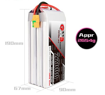 GNB 22000mAh 6S1P 22.2V 25C Lipo Battery