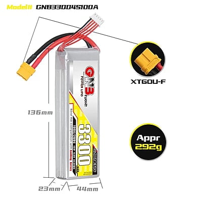 GNB 3300mAh 4S1P 14.8V 100C Lipo Battery GNB-BATT-1842 with balance lead connector GNB 3300mAh 4S1P 14.8V 100C Lipo Battery GNB-BATT-1842 with balance lead connector