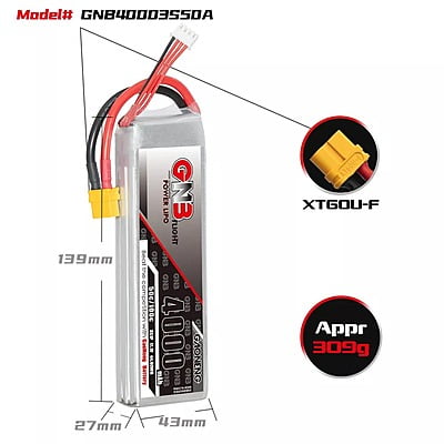 GNB 4000mAh 3S1P 11.1V 50C Lipo Battery