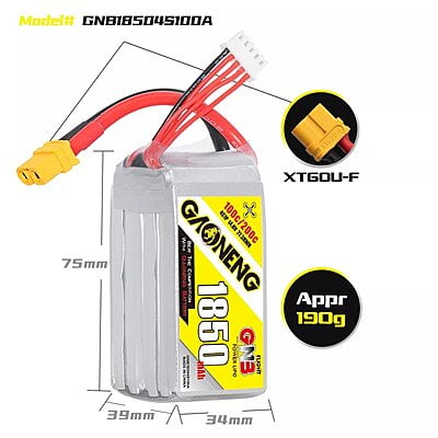 GNB 1850mAh 4S1P 14.8V 100C Lipo Battery GNB 1850mAh 4S1P 14.8V 100C Lipo Battery
