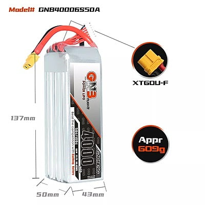 GNB 4000mAh 6S1P 22.2V 50C Lipo Battery