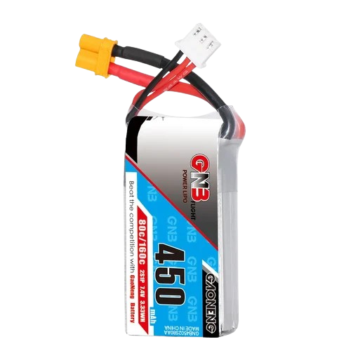 GNB 450mAh 2S1P 7.4V 80C Square Type Lipo Battery