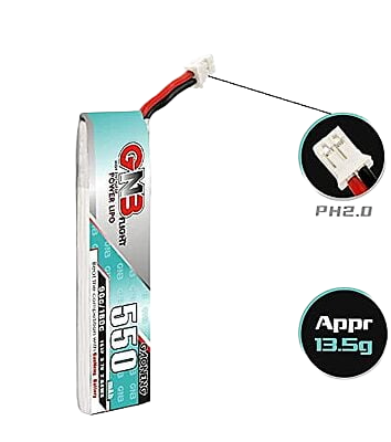 GNB 550mAh 1S1P 3.7V PH2.0 90C Lipo Battery
