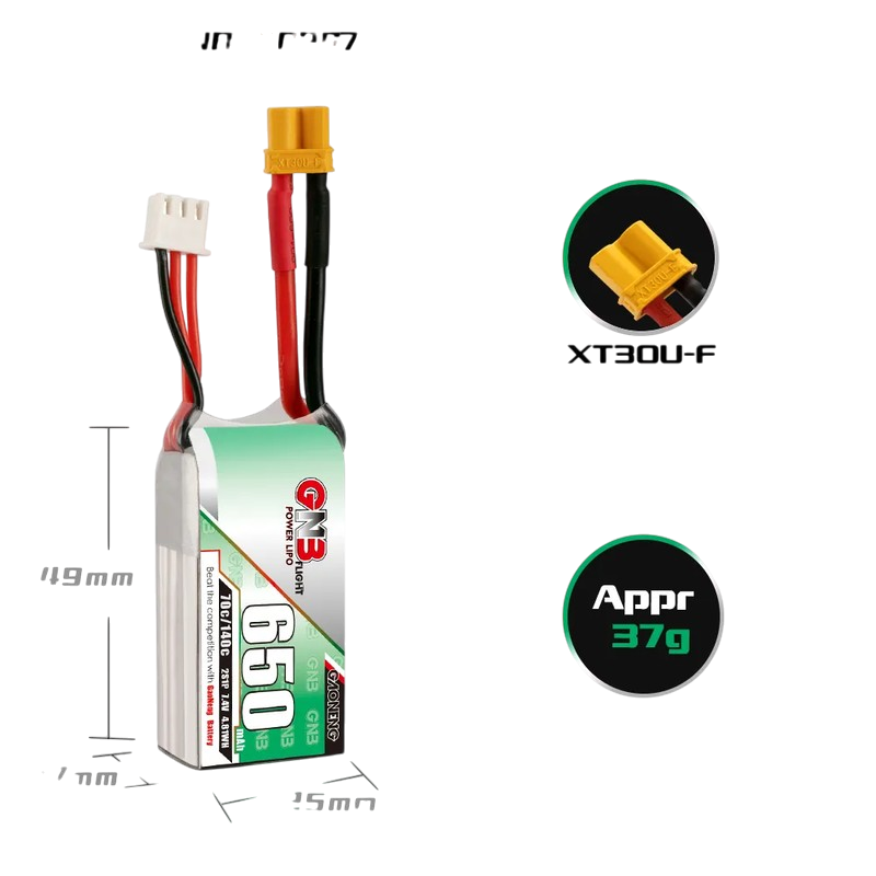 GNB 650mAh 2S1P 7.4V 70C Lipo Battery GNB 650mAh 2S1P 7.4V 70C Lipo Battery