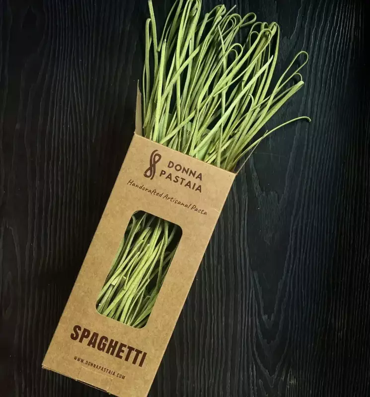 Garlic Chives Spaghetti Wholewheat & Semolina - Donna Pastaia