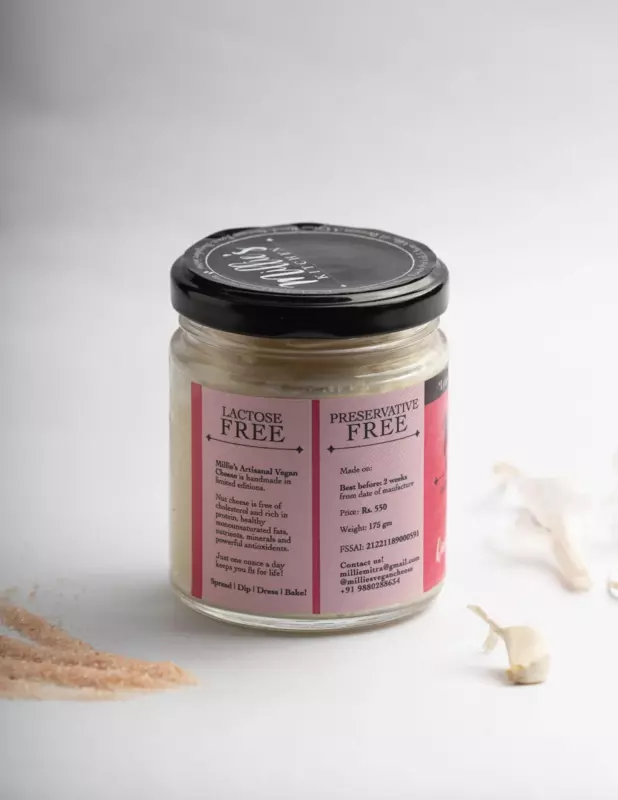 Garlic and Pink Himalayan Salt Soft Cheese - Vegan