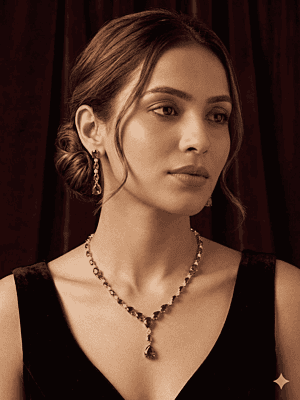 Royal Crimson Pear-Cut Necklace & Earring Set