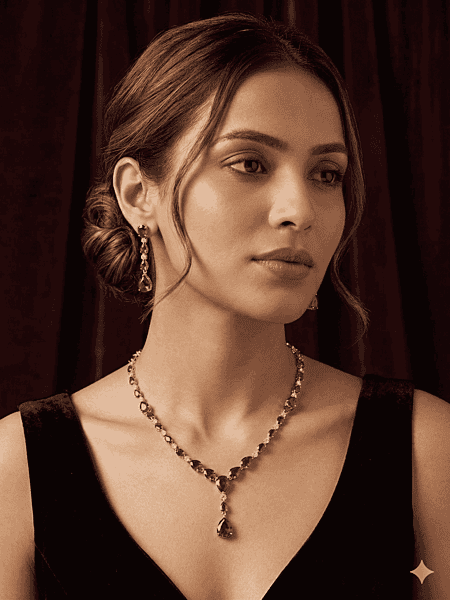 Royal Crimson Pear-Cut Necklace & Earring Set