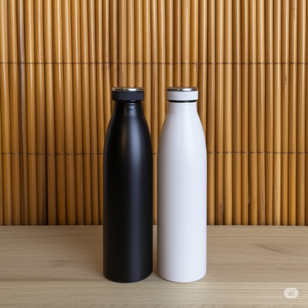 Milky Steel water Bottle - White
