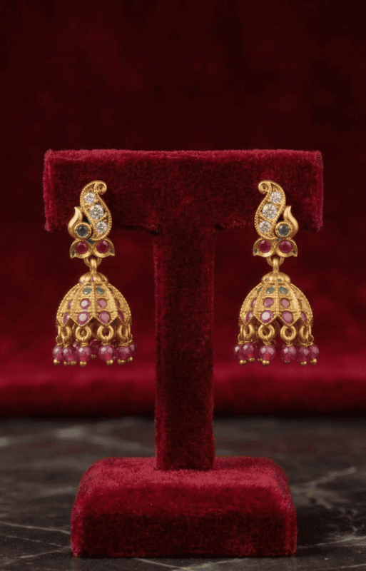 Multicolor CZ Jhumka Drop Earrings