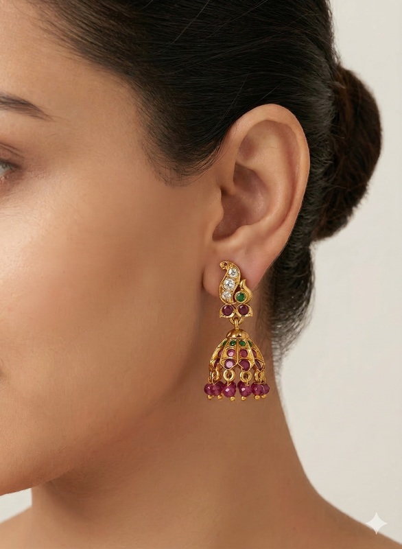 Multicolor CZ Jhumka Drop Earrings