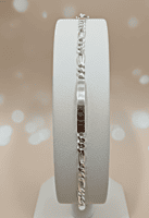 925 Silver Sovereign Figaro ID Gents Bracelet
