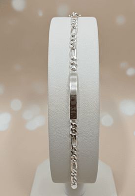 925 Silver Sovereign Figaro ID Gents Bracelet