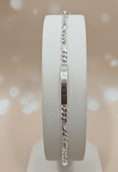 925 Silver Sovereign Figaro ID Gents Bracelet