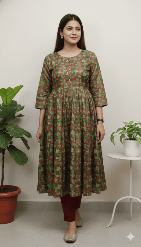 3 XL Tissue Silk Umbrella Kurti