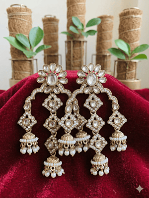 Grand Floral Tiered Jhumka Earrings