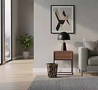 Stylish Plastic Desk Trash Can with Gold Trim