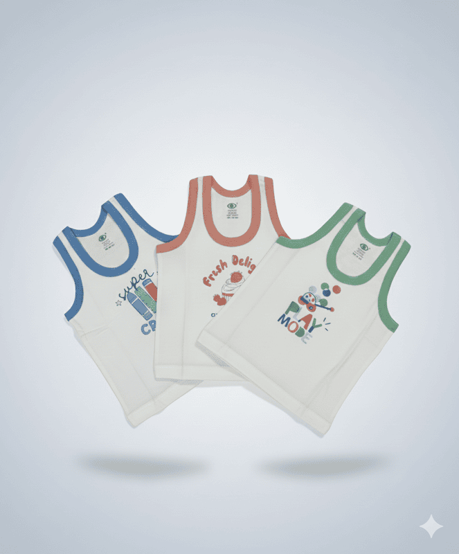 LittleToons 100% Cotton Baby Sleeveless Vest / Banian for Boys & Girls