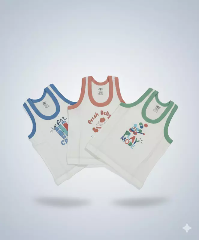 LittleToons 100% Cotton Baby Sleeveless Vest / Banian for Boys & Girls
