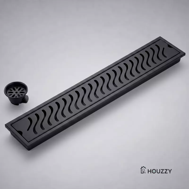 Wave Shower Drain Channel SS-304 (Black)