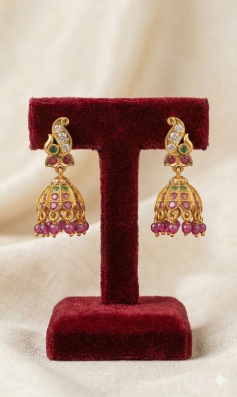 Multicolor CZ Jhumka Drop Earrings