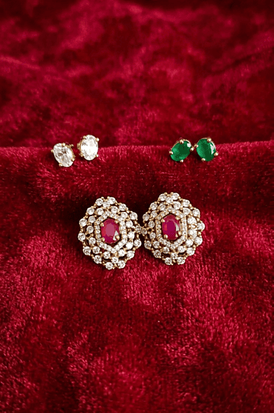 beautiful set of stone stud earrings