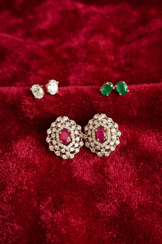 beautiful set of stone stud earrings