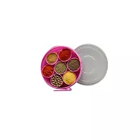 7 Section Multipurpose Plastic Round Masala Box with Spoon