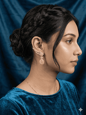 Royal Crimson Teardrop Earcuffs: Gold-Plated CZ Marquise Floral Wraps Royal Crimson Teardrop Earcuffs: Gold-Plated CZ Marquise Floral Wraps