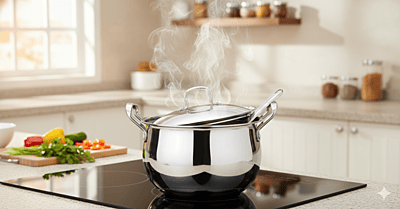 Onions India Gold Triply Stainless Steel Casserole with Lid, Belly Shape Handi,