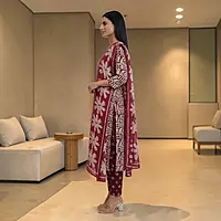 Cotton Salwar Suit Set | Block Print, With Dupatta