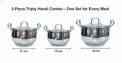 Onions India Gold Triply Stainless Steel Casserole with Lid, Belly Shape Handi,