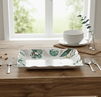 Elegant Floral Print Square Serving Tray Set