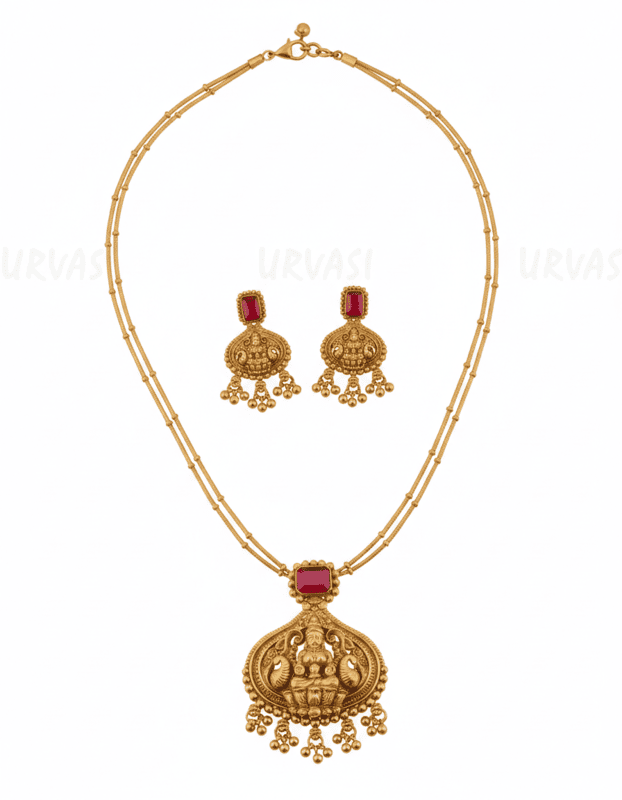 Lakshmi Temple Pendant short chain Set