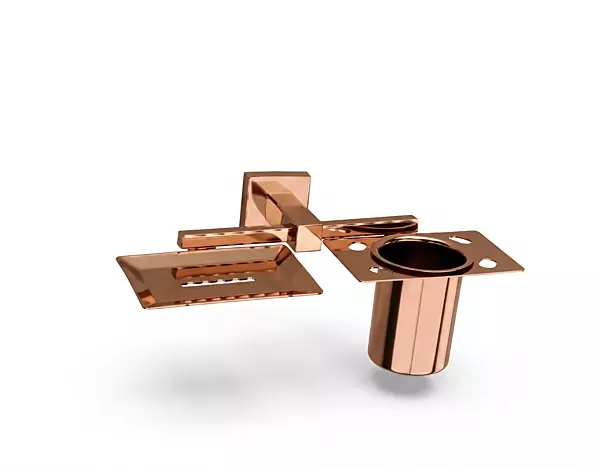 Soap Dish with Tumbler Holder Rose Gold PVD Coated