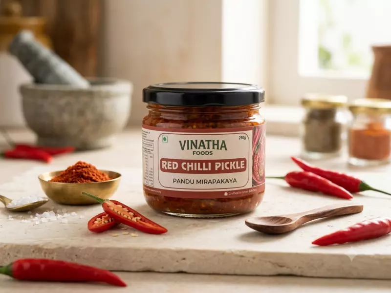 Andhra Red Chilli Pickle (Pandu Mirapakaya Pachadi) – 250g