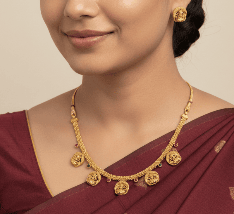 Elegant coin temple-inspired imitation jewellery set