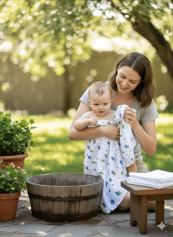 Muslin White bath towels