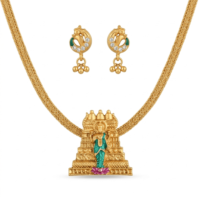 Gopuram Pendant Necklace Set