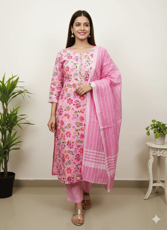 Cotton Three Piece Set Rose