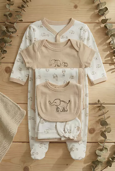 LittleToons Premium Cotton 6-Piece New-Born Baby Clothes Gift Set