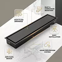 Tile/Marble Insert Shower Drain Channel SS-304 (Black)