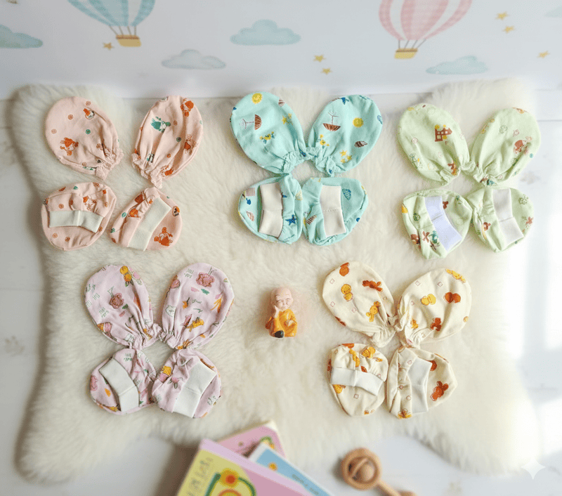 Cotton Mitten And booties combo -Pack of 4