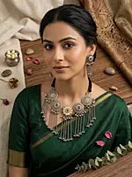OXIDISE FRIENGE NECKLACE WITH EARING KASHMIRI STYLE